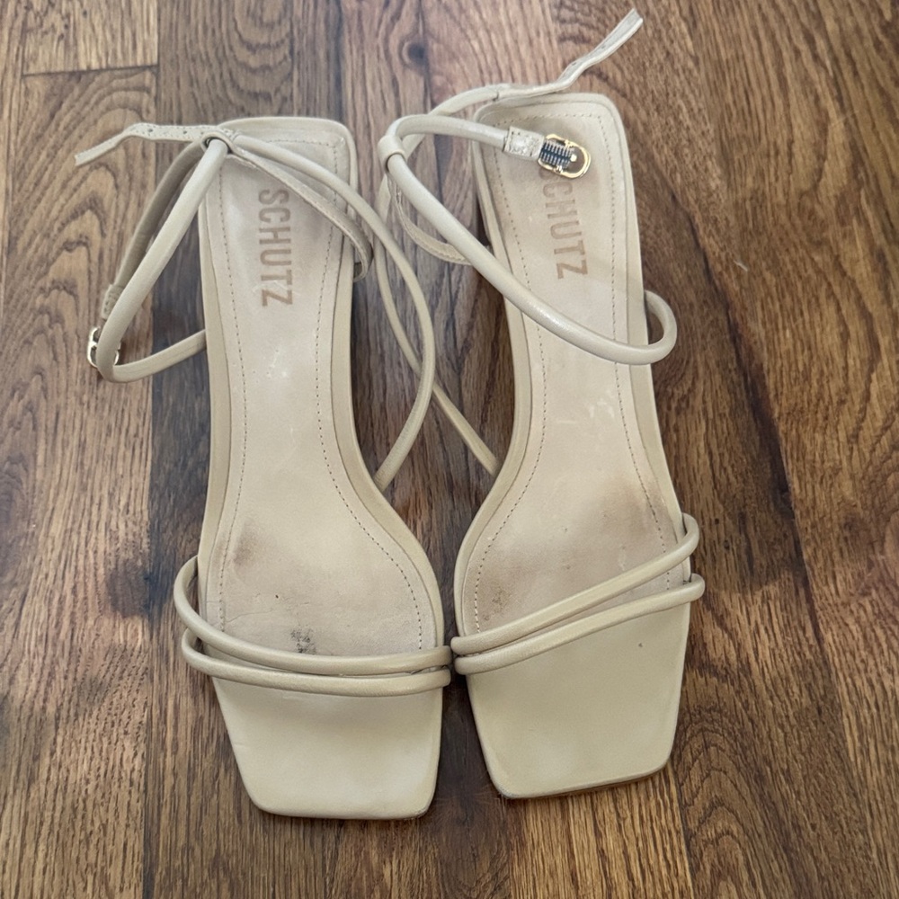 SCHUTZ Women's Beige Strappy Heels